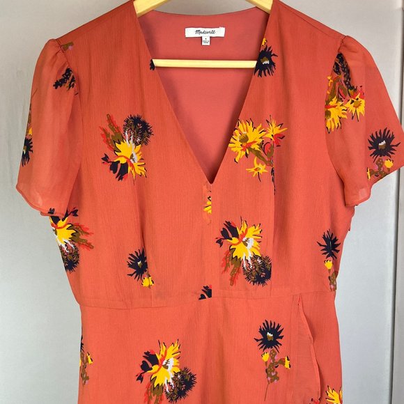 Madewell Posy Cactus Flower Dress Spiced Rose Sz 6 J0296 - Picture 2 of 12